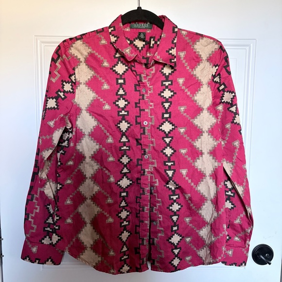 Vintage Ralph Lauren Women’s Western Print Blouse - Picture 2 of 6